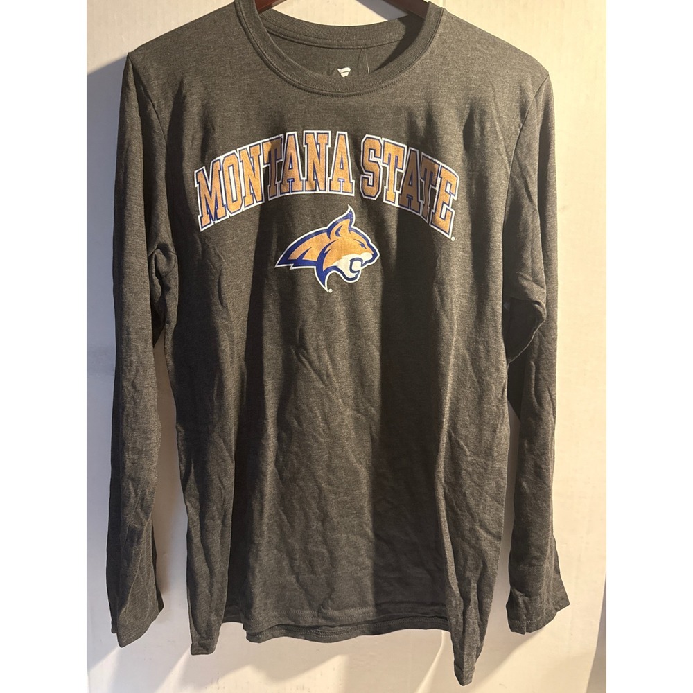 Fanatics Montana State Bobcats Long Sleeve T-Shirt Mens Medium Grey NCAA Tee New